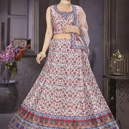 EthnicTree Printed Beads and Stones Ready to Wear Lehenga & Blouse With Dupatta-image-40