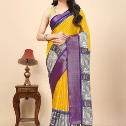 J 6 DESIGNER Ethnic Motifs Printed Zari Saree-picture-49