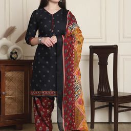 KALINI Floral Printed V-Neck Straight Kurta With Patiala & Dupatta-17