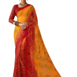 DURGA EMPORIO Bandhani PrintedPure Chiffon Saree-picture-37