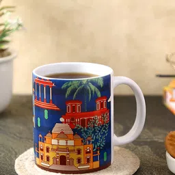 PENTADECO Blue & Red Printed Ceramic Glossy Mugs Set of Cups and Mugs image 1