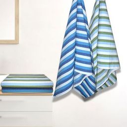 Athom Living Blue & Green 4 Striped Cotton 210 GSM Bath Towel-image-99