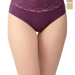 Valles365 by S.C. Pack Of 3Lace Mid-Rise Hipster Briefs PNTPSDCRWINSEABG-S-51