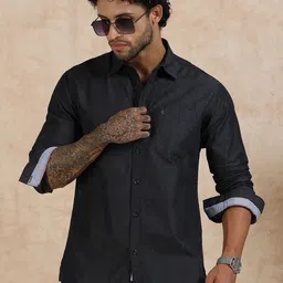 RIGS AND RAGS Men Smart Fit Solid Spread Collar Cotton Casual Shirt-image-96