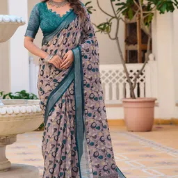 Sidhidata Floral Block Print Saree-picture-11