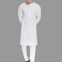 DIVISIVE Men Floral Embroidered Regular Sequinned Kurta with Pyjamas-picture-6