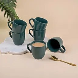 Storepedia Green 6 Pieces Ceramic Glossy Cups-42