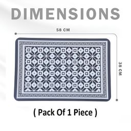 HomeCloud Black & White Geometric Printed Microfiber Rectangular Floor Mat image 4