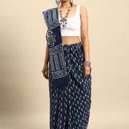 Taavi Printed Pure Cotton Block Print Sarees With Blouse-image-33