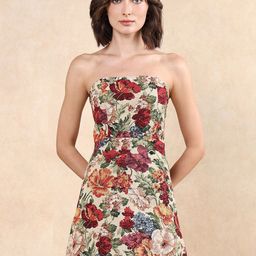 RAREISM Women Floral Printed Bandeau Mini Dress-image-54