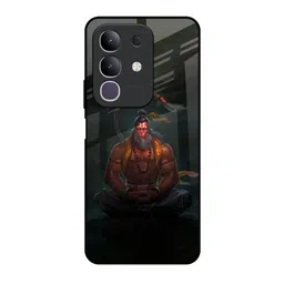 QRIOH Unisex Vivo T4x 5G Lord Hanuman Animated Impact Resistant Glass Back Case-picture-4