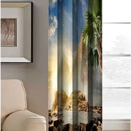 Aura Blue & Green Set of 2 Long Door Curtain image 5