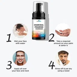 LA'BEARDEX Charcoal Foaming Face Wash For Deep Cleansing- 100 ml image 4