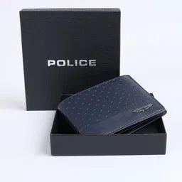 Police Men Buckle Detail Leather Two Fold Wallet-image-57