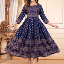 Vorcia Febtex Printed Fit And Flare Maternity Ethnic Dresses-image-35