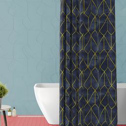 ArtzFolio Grey & Yellow Waterproof Polyester Shower Curtain-image-86