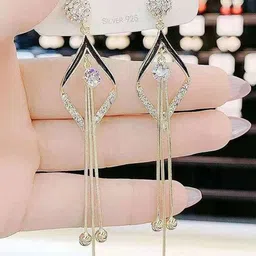 Celestria Contemporary Artificial Stones Studded Korean Drop Earrings-image-37