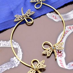 Dulcett Silver Plated Artificial Stones Studded Dragon Fly Shaped Ear Cuff-image-2