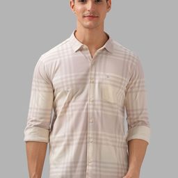 BULLMER Men Spread Collar Checked Cotton Casual Shirt-image-89