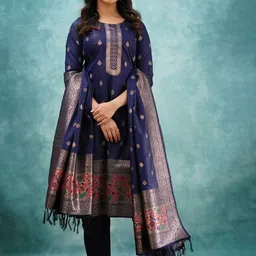 Peach Petals Women Ethnic Motifs Printed Kurta with Trousers & Dupatta-picture-40