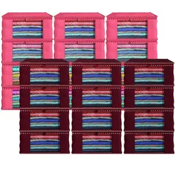 Kuber Industries Maroon 24 Pieces Printed Drawer Organisers-0
