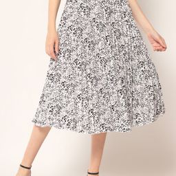 LookShine Printed A-Line Pleated Flared Midi Skirt-picture-12