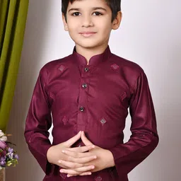 NFC CREATION Boys Embroidered Regular Sequinned Kurta with Pyjamas image 3