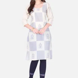 Biyu Ethnic Motifs Printed Round Neck Cotton Straight Kurta-picture-43