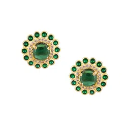 House of Pataudi Men Gold-Plated Stone Studded Round Cufflinks-image-86