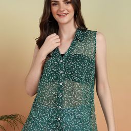 YASH GALLERY Women Floral Print Cotton Chiffon Top-image-17