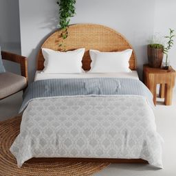 BIANCA Mezzo Grey & White Printed Pure Cotton AC Room 150 GSM Double Bed Dohar-picture-7