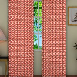 Pink Parrot White & Pink 2 Pieces Ethnic Motifs Door Curtains-image-97