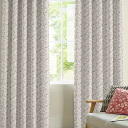 Nefertiti Home Brown 2 Pieces Floral Printed Black Out Door Curtains-picture-0