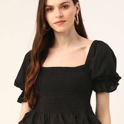 BAESD Puff Sleeve Smocked Crop Top-image-77