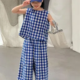 LULU & SKY Girls Checked Top with Palazzos-image-16