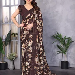 Nirmohi Fashion Floral Poly Georgette Saree-image-86