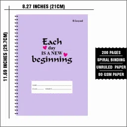 rlanyard Spiral Notebook (pack of 1) A4 Notebook unruled/plain, Notebook for Students 200 Pages image 2