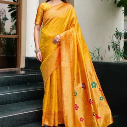 elora Ethnic Motifs Woven Design Zari Paithani Saree-picture-0
