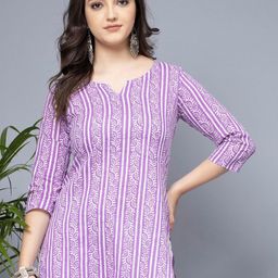 SHIONS Women Floral Printed Striped Cotton Top-image-88