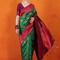 Sangria Woven Design Zari Banarasi Saree-image-38