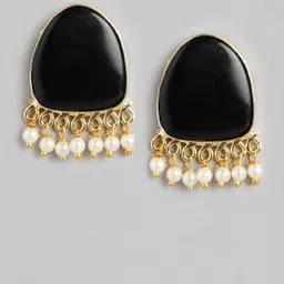 Anouk Gold-Plated Artificial Stones Studded Contemporary Shaped Drop Earrings image 3