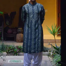 Ankit V Kapoor Jaisalmer Floral Embroidered Beads & Stones Straight Kurta with Salwar-image-12
