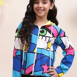 SPUNKIES Girls Graphic Printed Hooded Lightweight Cotton Bomber Jacket-image-34