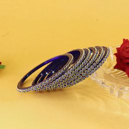 NMII Set Of 12 Beaded & Moti Work Glass Bangles-image-19