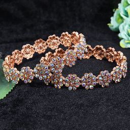 ZULKA Set of 2 Alloy With Zircon Gemstone Studded Kada-image-13
