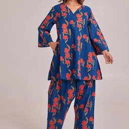 TARA-C-TARA Floral Printed Pure Cotton Top With Trouser Co-Ords-image-4
