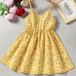 White World Girls Floral Printed Shoulder Straps Pleated Detail Fit & Flare Dress-picture-22