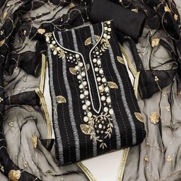 ASISA Embroidered Art Silk Unstitched Dress Material-image-97