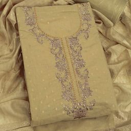 ASISA Floral Woven Design Sequinned Chanderi Silk Unstitched Dress Material-image-38