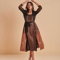 Dorabi Satin A-Line Midi Dress-image-13